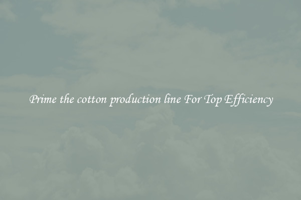 Prime the cotton production line For Top Efficiency